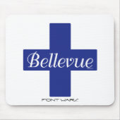 Bellevue, lettertype Wars Mousepad Muismat (Voorkant)