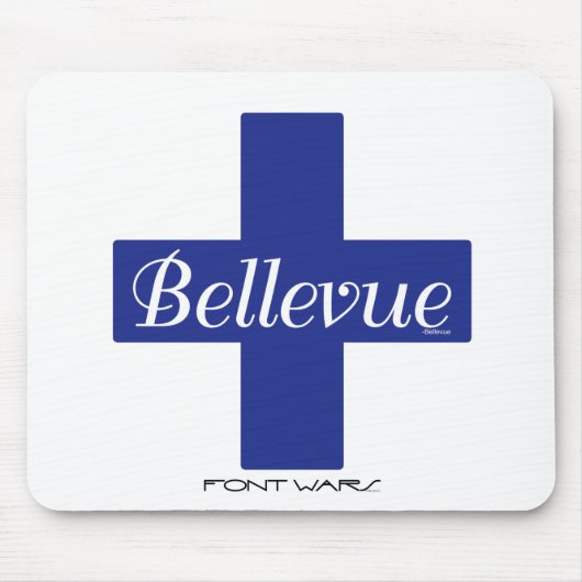 Bellevue, lettertype Wars Mousepad Muismat (Voorkant)