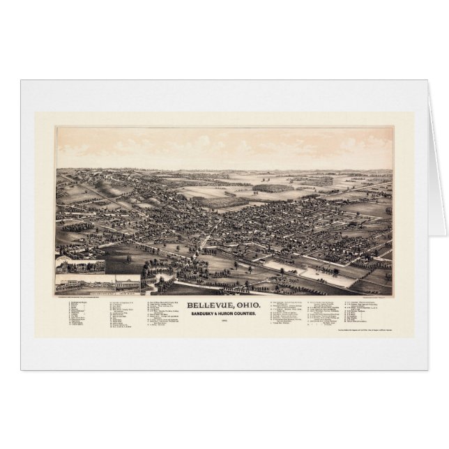 Bellevue, OH Panoramic Map - 1888 (Voorkant Horizontaal)