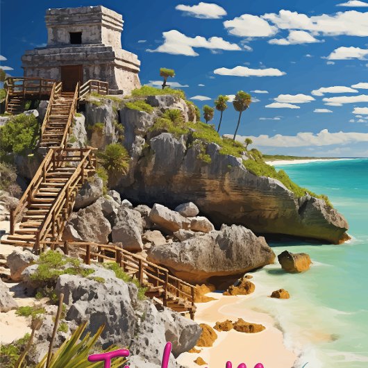 Belleza de Tulum: Camiseta de la Riviera Maya Vierkante Sticker