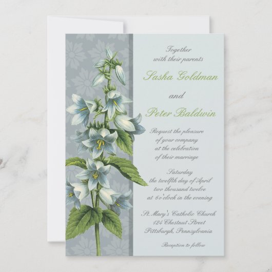 Bellflower Floral Wedding Kaart (Voorkant)