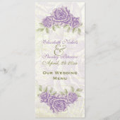  bellflower paarse rozen bruiloft Menukaart (Voorkant)