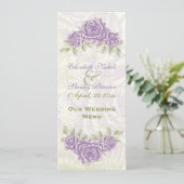 bellflower paarse rozen bruiloft Menukaart (Staand voorkant)