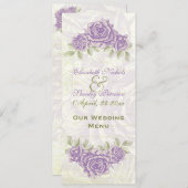 bellflower paarse rozen bruiloft Menukaart (Voorkant / Achterkant)