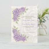  bellflower paarse rozen bruiloft uitnodiging (Staand voorkant)