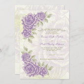  bellflower paarse rozen bruiloft uitnodiging (Voorkant / Achterkant)