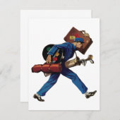 Bellhop in Uniform, Suitcase en Golf Club (Voorkant / Achterkant)