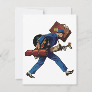 Bellhop in Uniform, Suitcase en Golf Club
