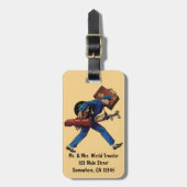  Bellhop in Uniform, Suitcase en Golf Club Bagagelabel (Voorkant verticaal)