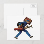 Bellhop in Uniform, Suitcase en Golf Club Briefkaart (Voorkant / Achterkant)