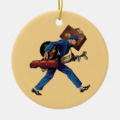  Bellhop in Uniform, Suitcase en Golf Club Keramisch Ornament (Voorkant)