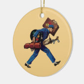  Bellhop in Uniform, Suitcase en Golf Club Keramisch Ornament (Links)