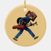  Bellhop in Uniform, Suitcase en Golf Club Keramisch Ornament (Achterkant)