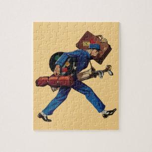  Bellhop in Uniform, Suitcase en Golf Club Legpuzzel