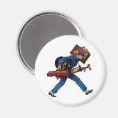  Bellhop in Uniform, Suitcase en Golf Club Magneet (Voorkant / Achterkant)