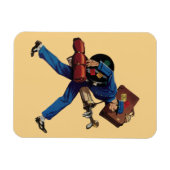 Bellhop in Uniform, Suitcase en Golf Club Magneet (Horizontaal)