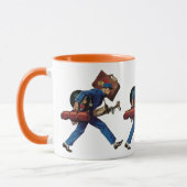 Bellhop in Uniform, Suitcase en Golf Club Mok (Links)