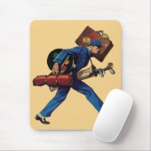 Bellhop in Uniform, Suitcase en Golf Club Muismat (Met muis)