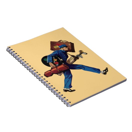  Bellhop in Uniform, Suitcase en Golf Club Notitieboek (Rechterzijde)