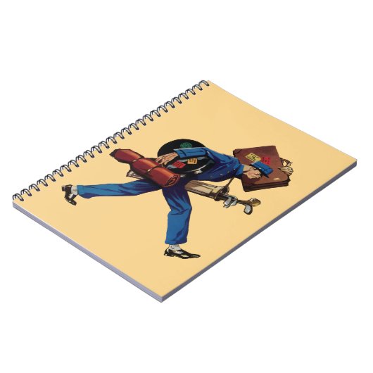  Bellhop in Uniform, Suitcase en Golf Club Notitieboek (Linkerzijde)