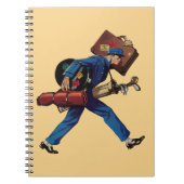  Bellhop in Uniform, Suitcase en Golf Club Notitieboek (Voorkant)