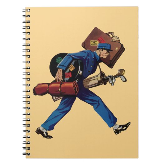  Bellhop in Uniform, Suitcase en Golf Club Notitieboek (Voorkant)