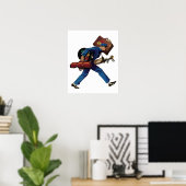  Bellhop in Uniform, Suitcase en Golf Club Poster (Thuiskantoor)