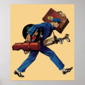  Bellhop in Uniform, Suitcase en Golf Club Poster (Voorkant)