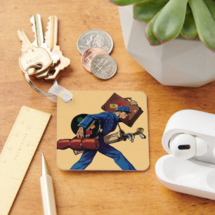  Bellhop in Uniform, Suitcase en Golf Club Sleutelhanger