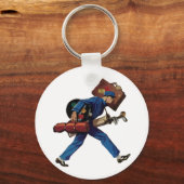  Bellhop in Uniform, Suitcase en Golf Club Sleutelhanger (Voorkant)