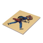  Bellhop in Uniform, Suitcase en Golf Club Tegeltje (Zijkant)