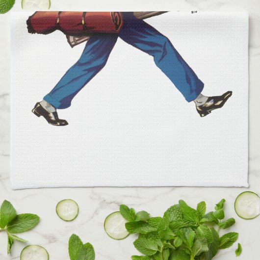  Bellhop in Uniform, Suitcase en Golf Club Theedoek (Gevouwen)