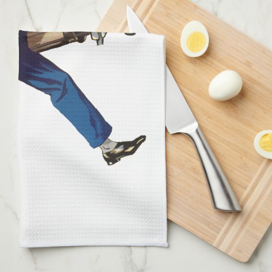  Bellhop in Uniform, Suitcase en Golf Club Theedoek (Quarter Fold)