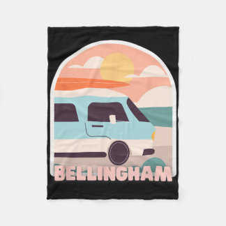Bellingham Beach Retro Pastel Colors Sun And Surfi Fleece Deken