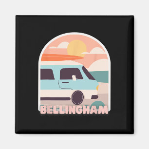 Bellingham Beach Retro Pastel Kleuren Zon En Surfi Magneet