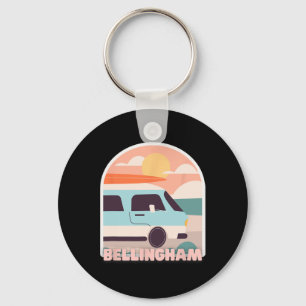 Bellingham Beach Retro Pastel Kleuren Zon En Surfi Sleutelhanger