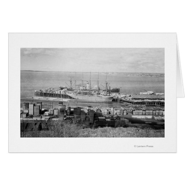 Bellingham, WA Docks Uitzicht of Lumber Ships (Voorkant Horizontaal)
