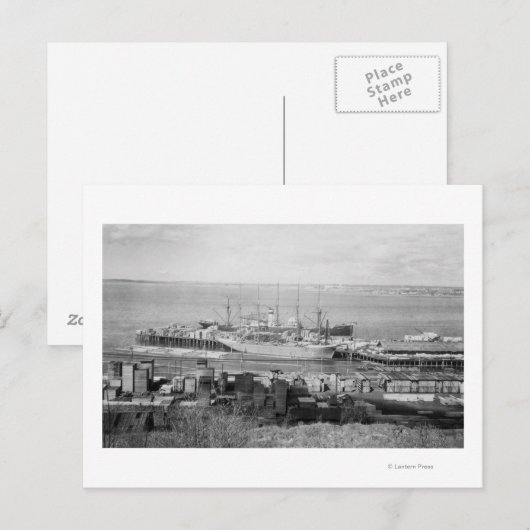 Bellingham, WA Docks Uitzicht of Lumber Ships Briefkaart (Voorkant / Achterkant)