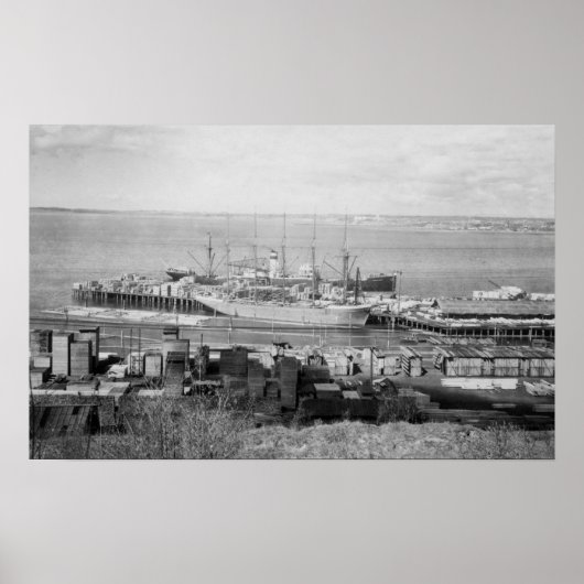 Bellingham, WA Docks Uitzicht of Lumber Ships Poster (Voorkant)