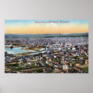 Bellingham, Washington — antenne van de stad Poster