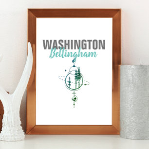Bellingham Washington Geometrische bomen Poster