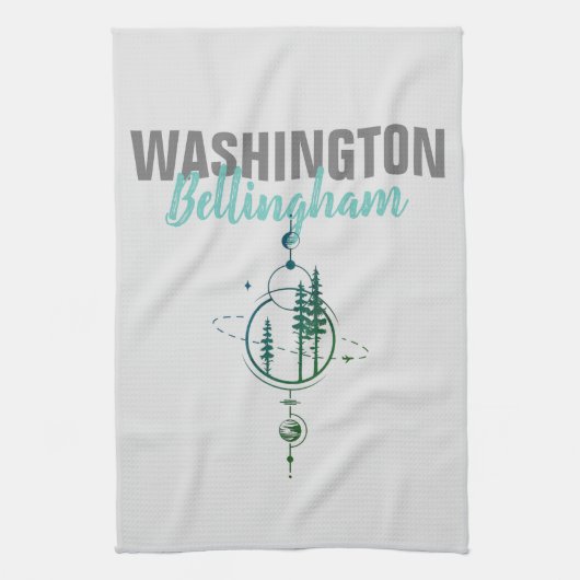 Bellingham Washington Geometrische bomen Theedoek (Verticaal)