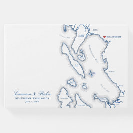 Bellingham Washington Kaart Elegant Navy Wedding Gastenboek