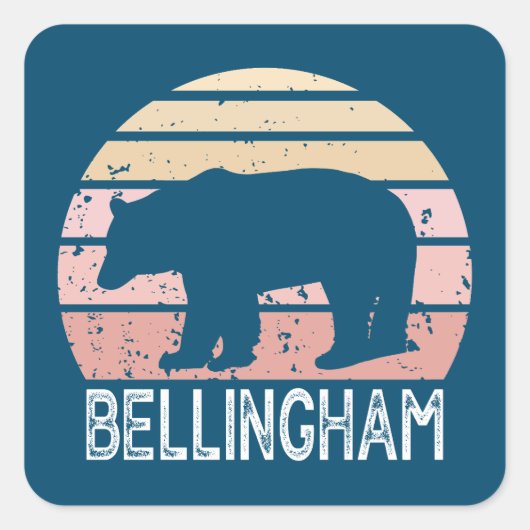 Bellingham Washington Retro-Beer Vierkante Sticker (Voorkant)