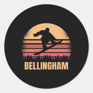 Bellingham Washington Snowboarding Snow Boarder Re Ronde Sticker