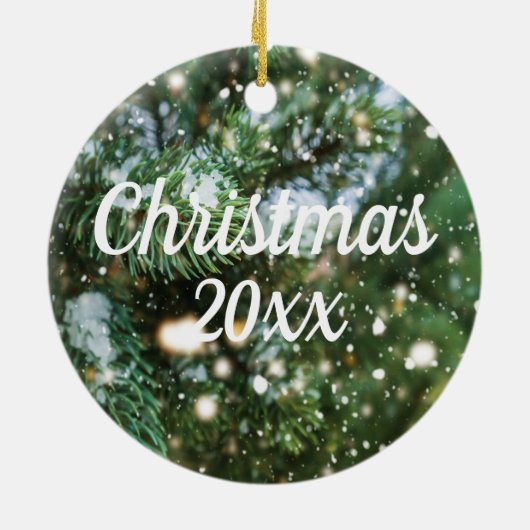 Bellingham Washington Snowy Pine Achtergrond Keramisch Ornament (Achterkant)