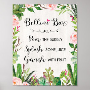 Bellini Bar Bord Fiesta Cactus Baby Shower Bord Poster