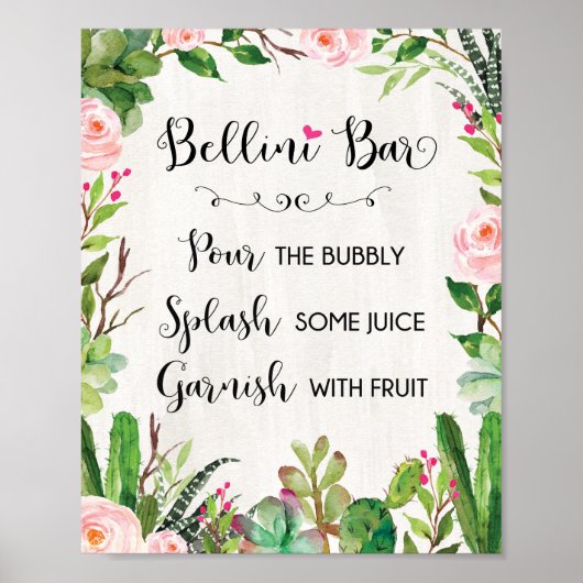 Bellini Bar Bord Fiesta Cactus Baby Shower Bord Poster (Voorkant)