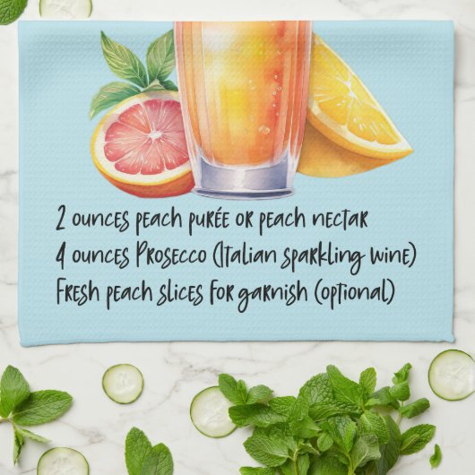 Bellini Cocktail Recept Theedoek (Gevouwen)