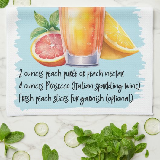 Bellini Cocktail Recept Theedoek (Gevouwen)